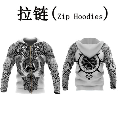 Fenrir Wolf Valknut Tattoo 3D Printed Men Hoodies Harajuku Fashion Hooded Sweatshirt Autumn Unisex Hoodie Sudadera Hombre