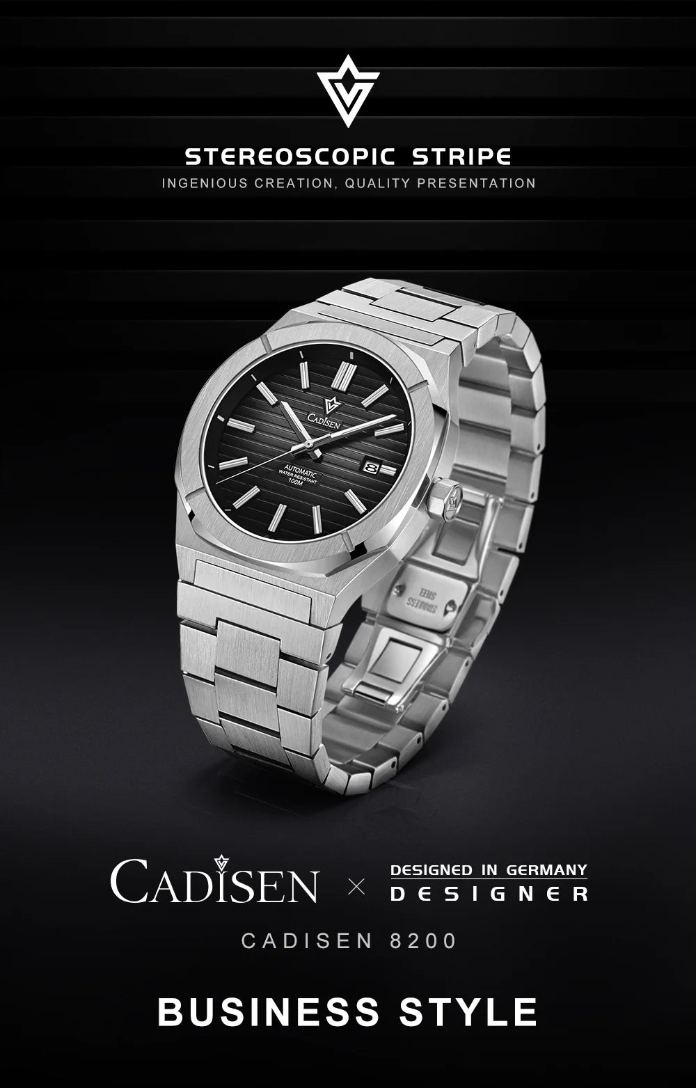 CADISEN Watch for Men Luxury Automatic Men Miyota 8215 Movement Sapphire Crystal 42mm Dial 100m Waterproof Wristwatches C8200