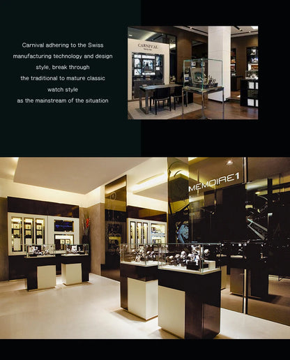 Carnival Brand Automatic Watch, Fashion Luxury Waterproof Calendar with Moon Phase, Mechanical Watches for Men