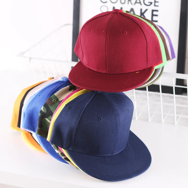 Solid Hip Hop Cap For Men Snapback Hat Women's Baseball Caps Adjustable Flat Brim Bill Plain Visors Boys And Girls Street Dance