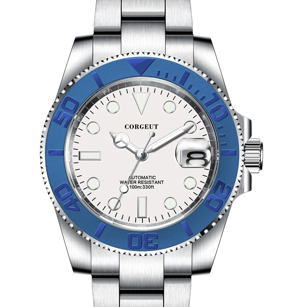 Custom logo NH35 MIYOTA 8215 Automatic Men Watch Luxury Diver Two Tone Gold 316L Stainless Steel Sapphire 10ATM Sterile  Sunburs