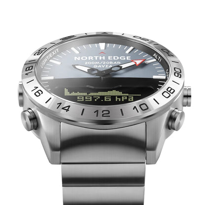 Stainless steel Men Quartz Watch Dive Sport Watches Waterproof 200M Analog Digital Watch Altimeter Barometer Compass NORTH EDGE