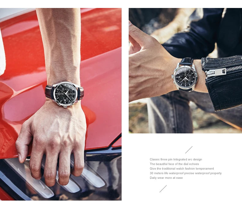 Men's Watch New Carnival Automatic Watches Men Business Mechanical Clock Leather Strap Waterproof Luxury Brand Clock
