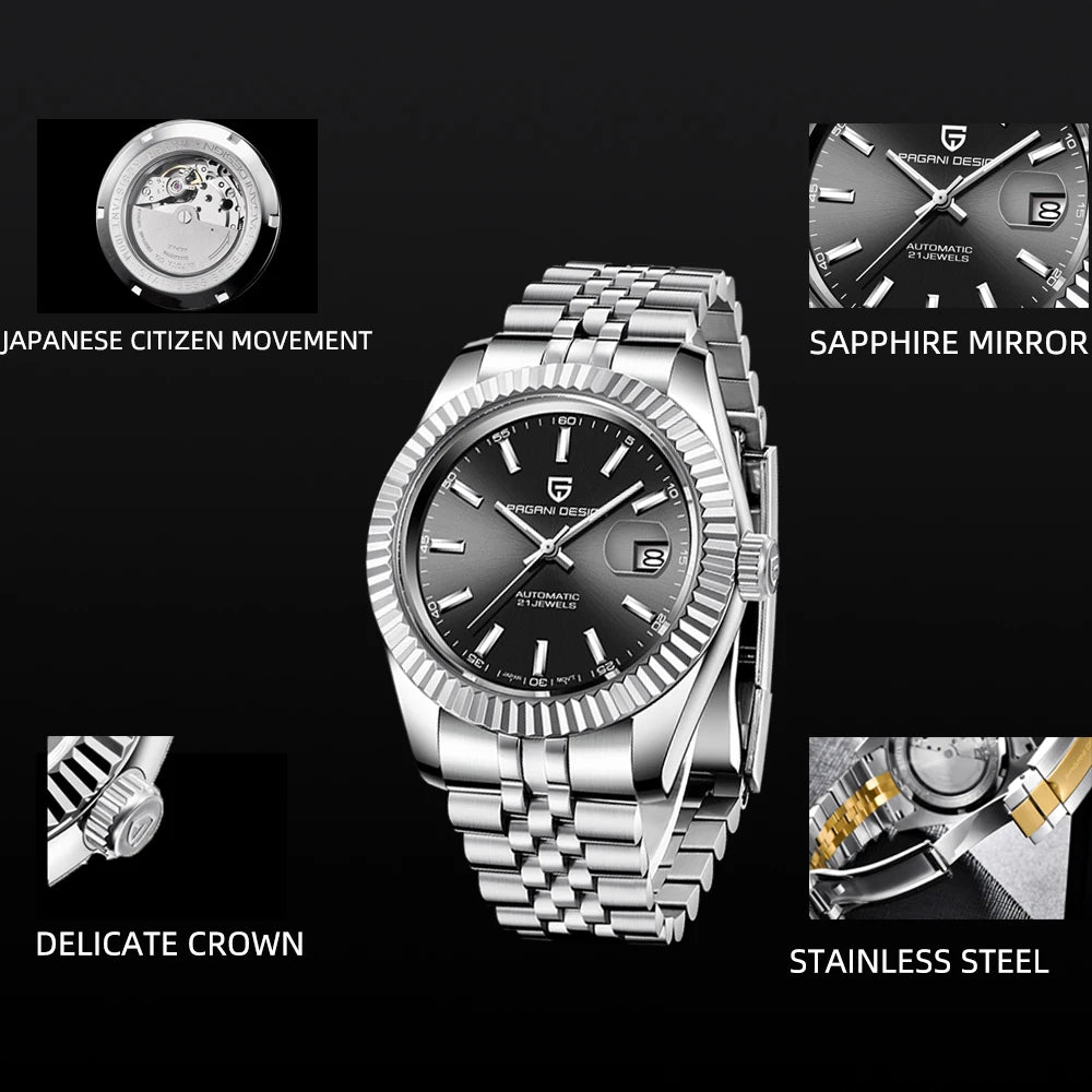 2025 New PAGANI DESIGN Date Men's Mechanical Watches Top Brand Luxury Automatic Wrist Watch Men NH35A Movement 100M Waterproof