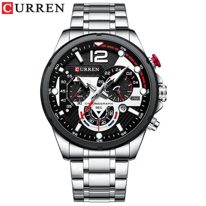 CURREN Casual Business Chronograph Waterproof Stainless Steel Watch Mens New Luxury Fashion Quartz Men wristwatch  часы мужские
