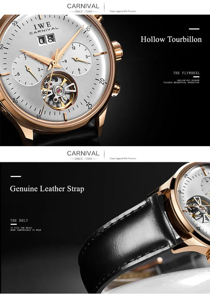 CARNIVAL Mechanical Dress Watches for Men Brands Luxury Sapphire Automatic Wristwatches Men's Waterproof 2025 Men's Watch