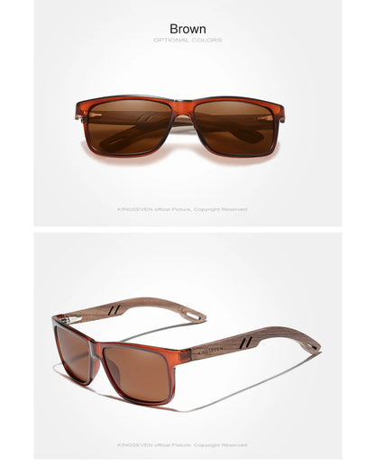 KINGSEVEN 100% Polarized Vintage Men Wooden Sunglasses Wood UV400 Protection Fashion Square Sun glasses Women  Gafas De sol