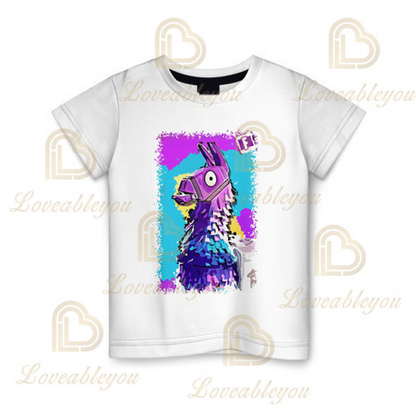 T-shirt infantil de verão Cartoon Fortnite com impressão 3D, para meninos e meninas, estilo streetwear, roupa para adultos e crianças, t-shirt divertida com gola redonda
