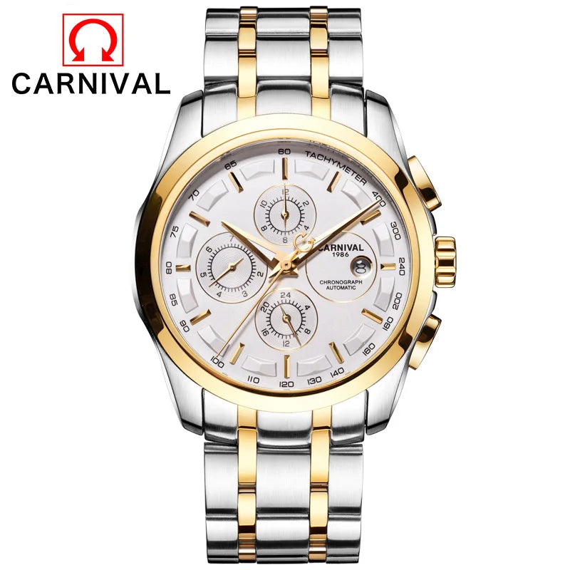 Men's Watch New Carnival Automatic Watches Men Business Mechanical Clock Leather Strap Waterproof Luxury Brand Clock