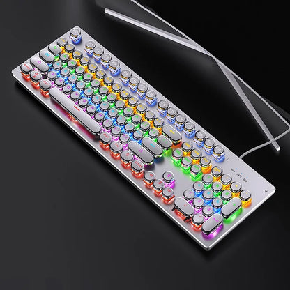 Tastiera meccanica Retro Punk con switch blu, neri e marroni, 104 tasti, USB cablata, tastiera gaming retroilluminata RGB per PC, laptop e gamer
