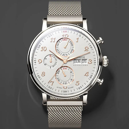 Reloj de lujo suizo LOBINNI para hombre, mecánico automático con calendario perpetuo, cristal de zafiro y multifunción L13019-8