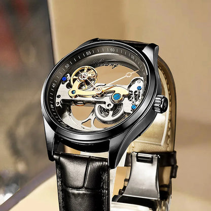 AILANG Skeleton Mechanical Mens Watches Top Brand Luxury Steampunk Transparent Hollow Automatic Watch Relogio Masculino 8625