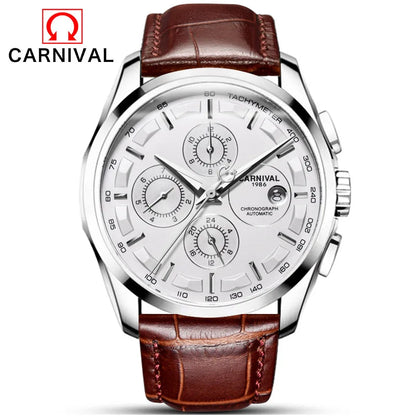 Men's Watch New Carnival Automatic Watches Men Business Mechanical Clock Leather Strap Waterproof Luxury Brand Clock