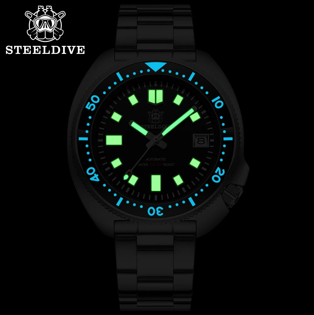 SD1970 New Arrival STEELDIVE Brand 20ATM Water Resistant Ceramic Bezel Insert Sapphire Glass NH35 Automatic Watch 6105 Turtle