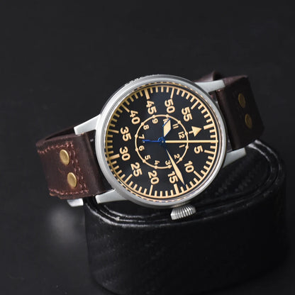 Hruodland Pilot Men's Automatic Mechanical Watch PT5000 Sapphire Luminous C3 Stainless Steel Waterproof 10Bar Men's Watch