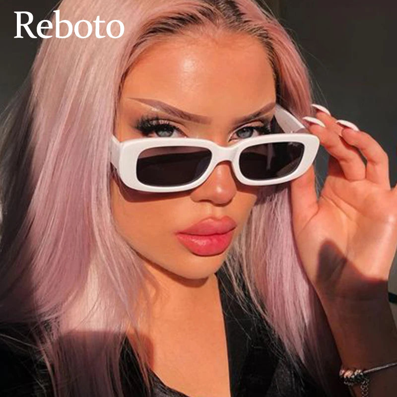 Klasszikus fehér, téglalap alakú női napszemüveg, kicsi, retro márkás, tervezői, négyzet alakú napszemüveg, női, hölgyi szemüveg