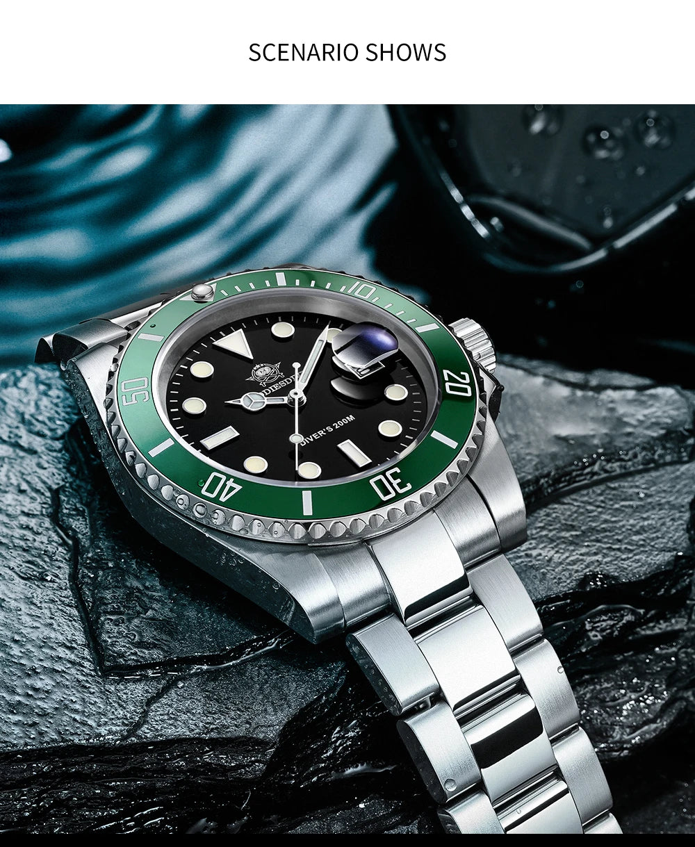 ADDIESDIVE Edelstahl-Uhr für Herren, europäische und amerikanische Business-Freizeit-Quarzuhr, wasserdichte Outdoor-Sportuhr