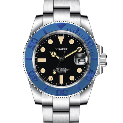 Custom logo NH35 MIYOTA 8215 Automatic Men Watch Luxury Diver Two Tone Gold 316L Stainless Steel Sapphire 10ATM Sterile  Sunburs
