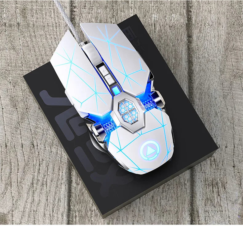 Rato Gaming Profissional Novo 3200dpi 7 Botões Retroiluminado Rato para Computador com Suporte para Definição de Macros Mecânico com Fio Silencioso