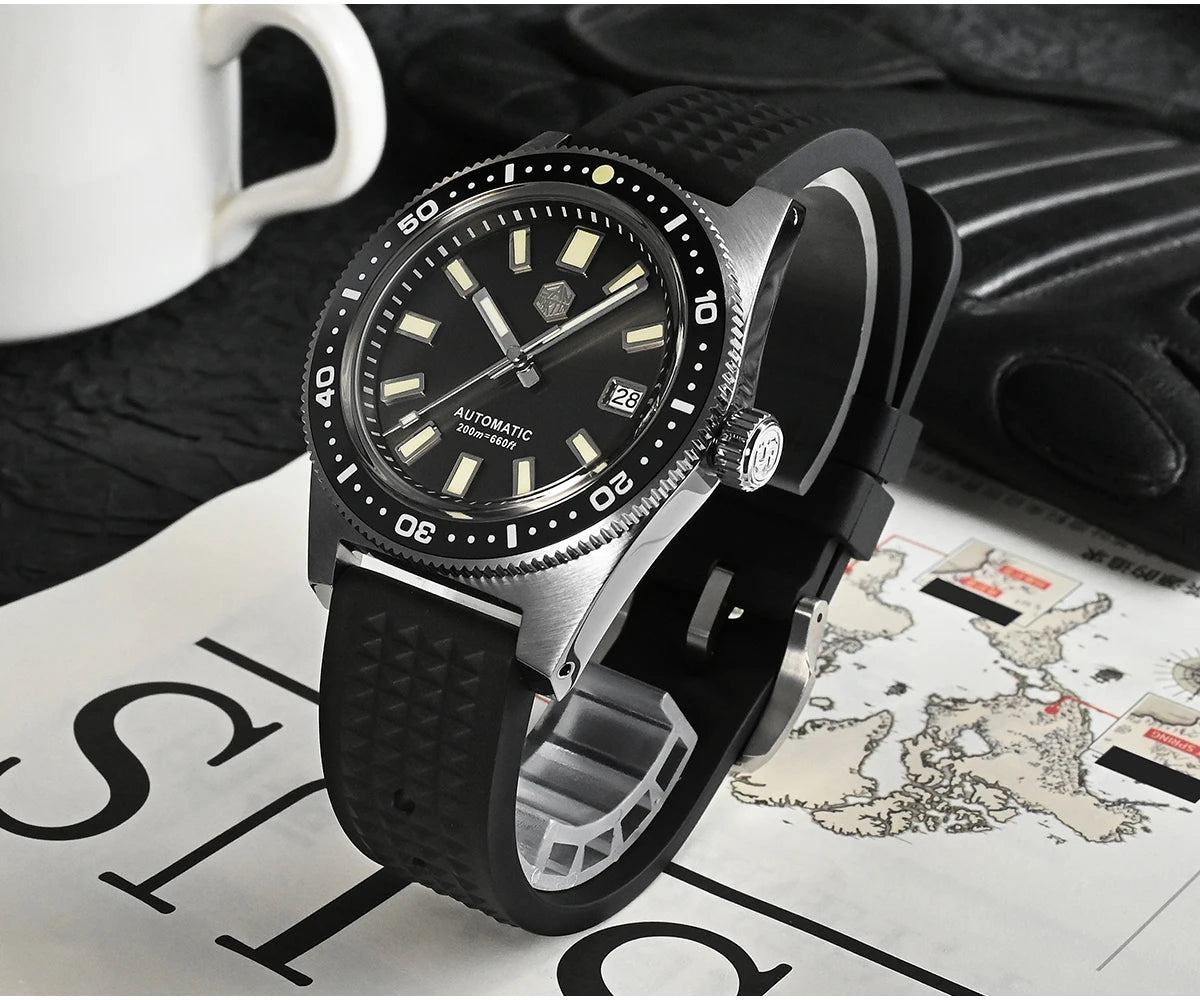 San Martin Official 41mm 62mas V4 Diver Men Watch NH35 Automatic Mechanical Watch Sapphire Glass 200m Waterproof Luminous SN0007