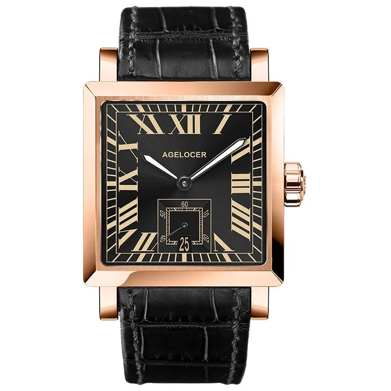 AGELOCER Original Codex Watch Men's Square Business Formal Automatic Mechanical Watch Birthday Gift for Men