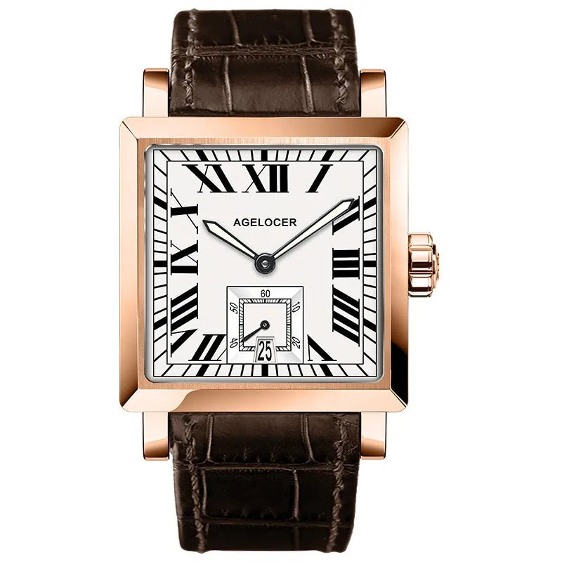 AGELOCER Original Codex Watch Men's Square Business Formal Automatic Mechanical Watch Birthday Gift for Men