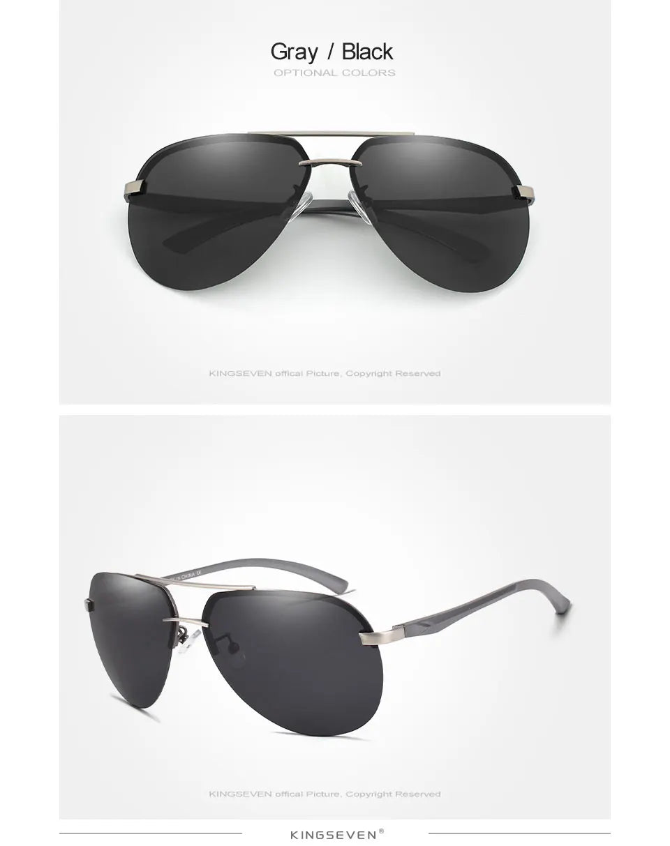 KINGSEVEN Aluminum Magnesium Polarized Rimless Lens Sunglasses For Men High Definition Retro Women Eyewear Oculos de sol
