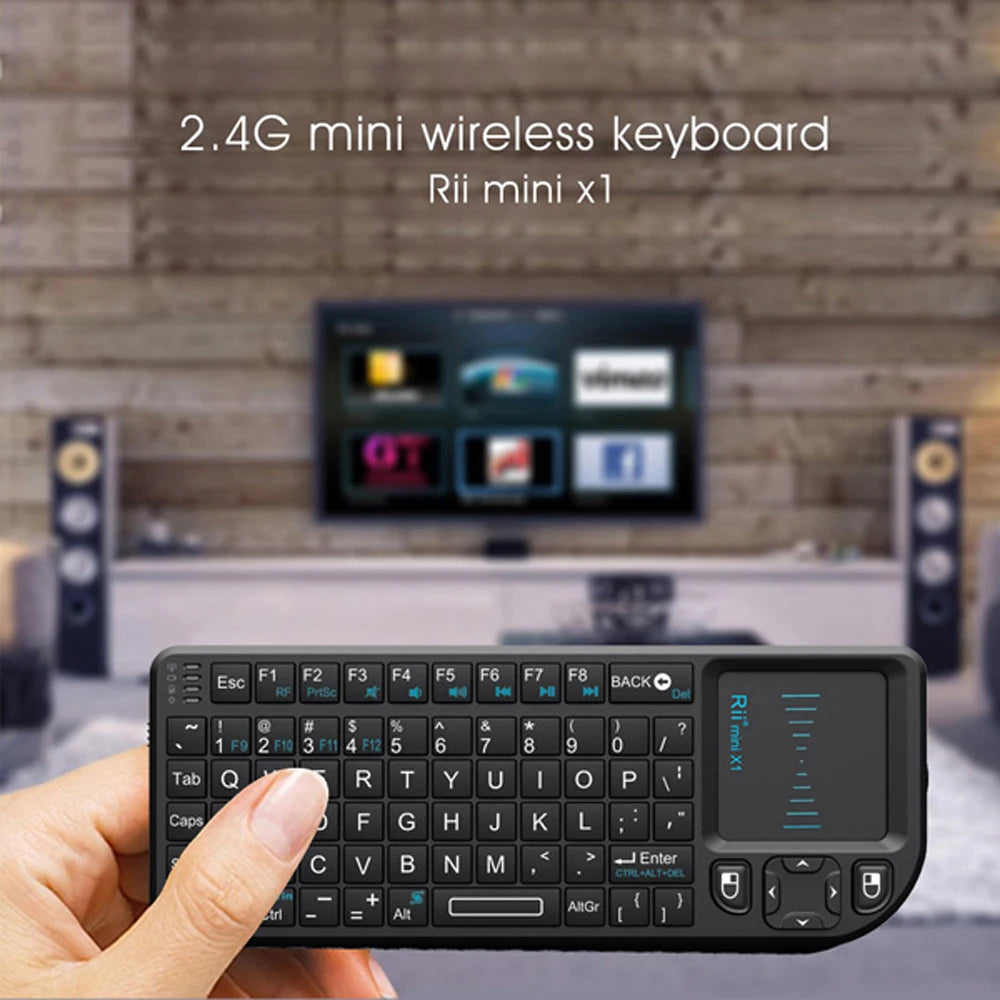 Teclado inalámbrico mini original Rii X1 de 2.4GHz en inglés/RU/ES/FR con panel táctil para Android TV Box/PC/portátil