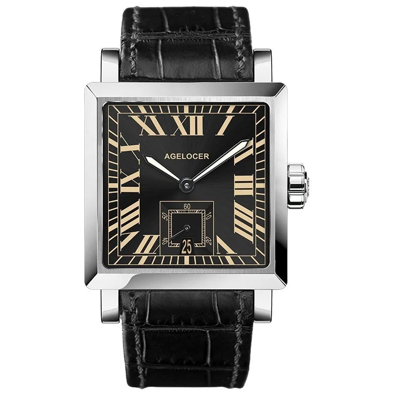 AGELOCER Original Codex Watch Men's Square Business Formal Automatic Mechanical Watch Birthday Gift for Men