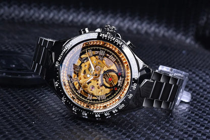 Zegarek męski Winner – sportowy design, wykończona ramka, modny styl, prestiżowa marka, zegarek automatyczny z widocznym mechanizmem (skeletowy)