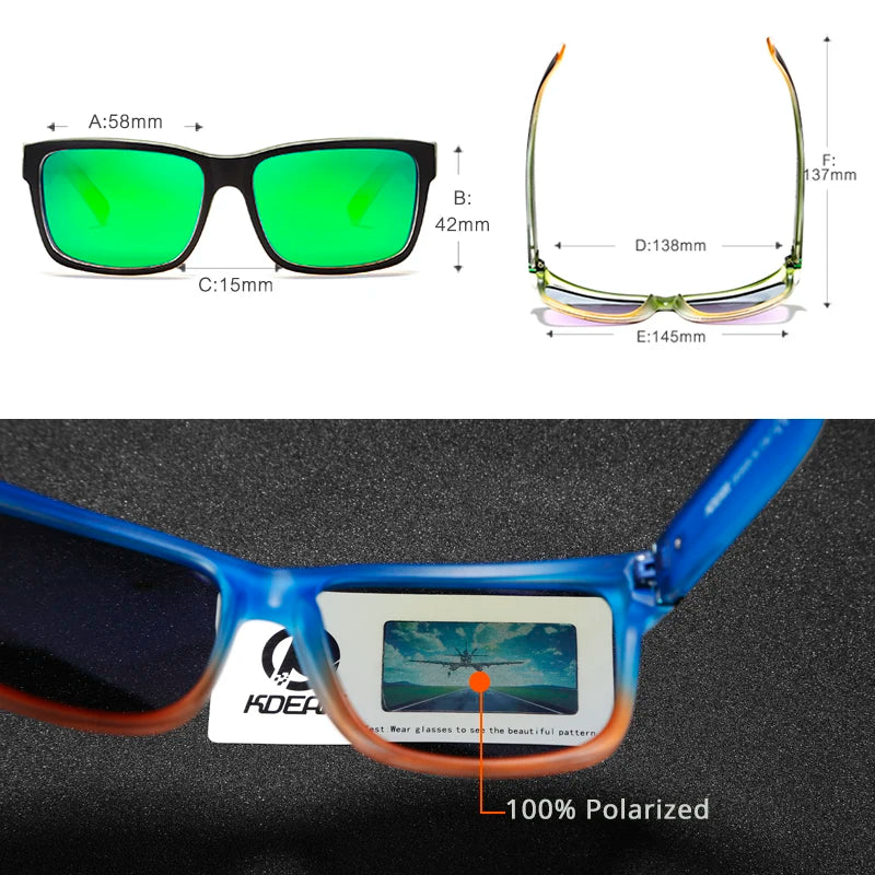 KDEAM Revamp Of Sport Men Sunglasses Polarized Shockingly Colors Sun Glasses Outdoor Driving Photochromic Sunglass With Box