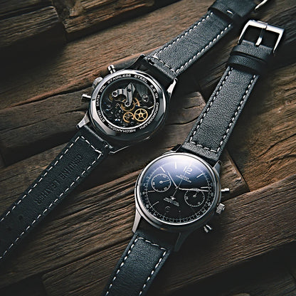Sugess 1963 Pilot Watch Men Mechanical Chronograph Panda Wristwatch Air Force Sapphire Waterproof for Seagull Movement ST1901 v3