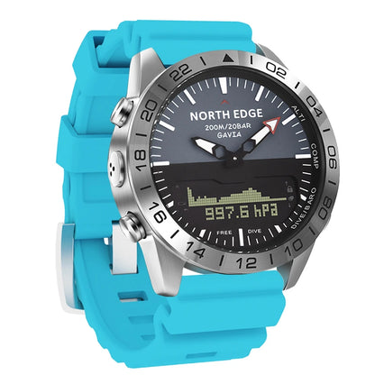 Stainless steel Men Quartz Watch Dive Sport Watches Waterproof 200M Analog Digital Watch Altimeter Barometer Compass NORTH EDGE