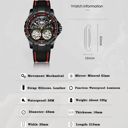 AILANG Super Cool Double Tourbillon Automatic Mechanical Watch Men Luxury Brand Luminous Waterproof Watches Men's Reloj Hombre