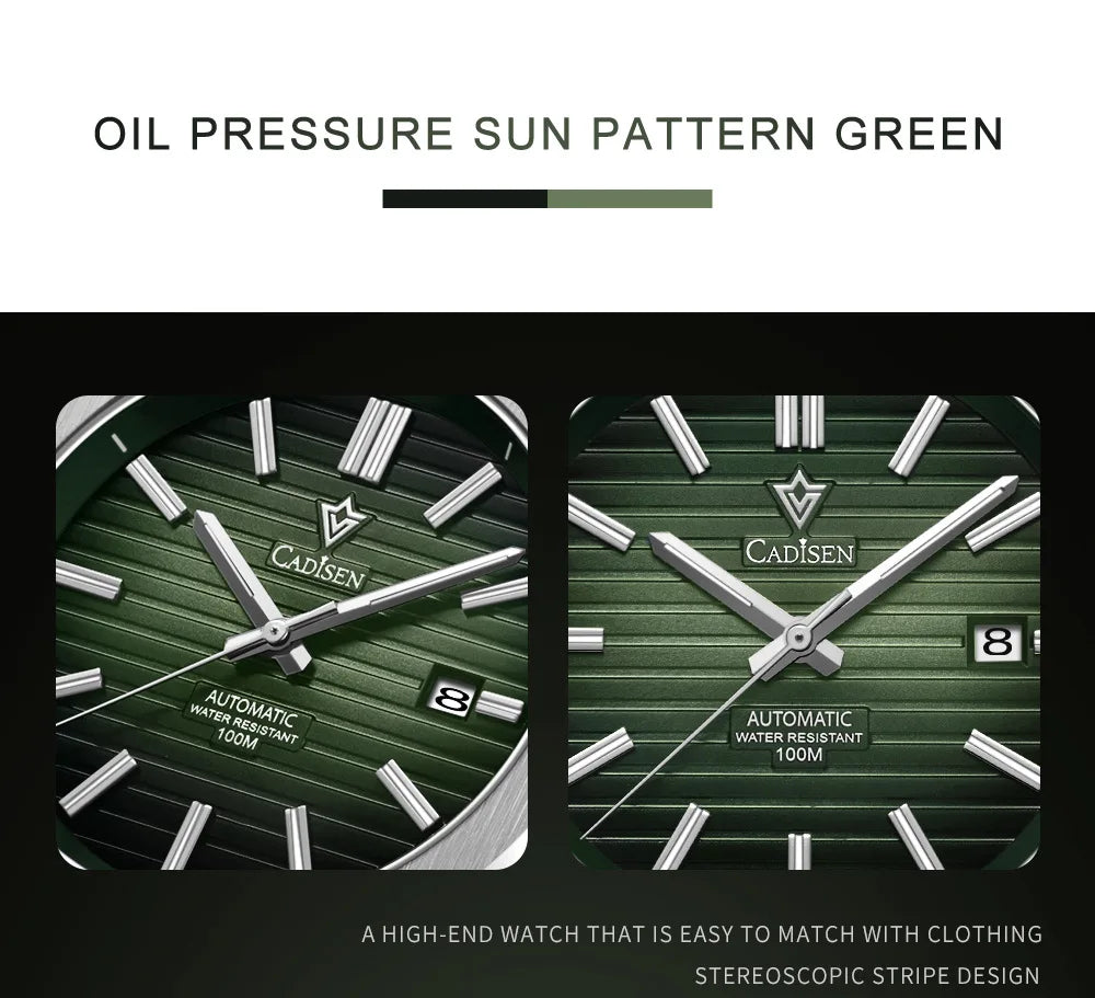 CADISEN Watch for Men Luxury Automatic Men Miyota 8215 Movement Sapphire Crystal 42mm Dial 100m Waterproof Wristwatches C8200