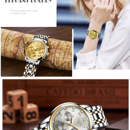 LIGE New Fashion Luxury Women Watch Waterproof Quartz Ladies Watches Business Steel Band Casual Bracelet Date Clock Wristwatches