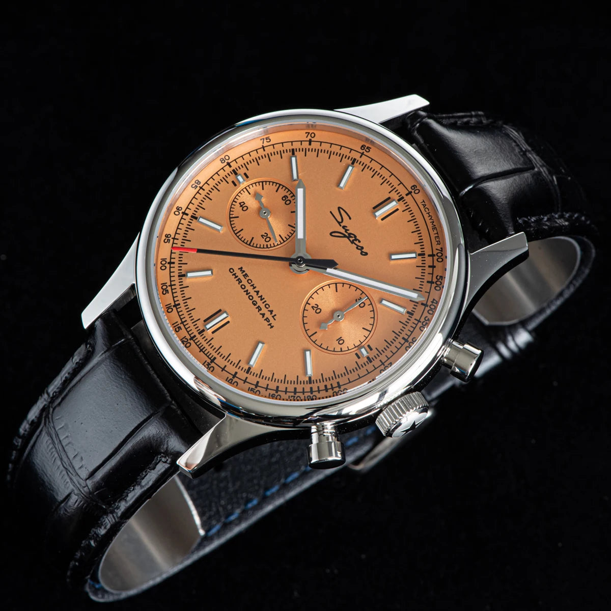 Sugess Panda 40 Pilot Chronograph Watch Men Air Force Sapphire Colors ST1901 Original Movement Mechanical Wristwatches Fashion