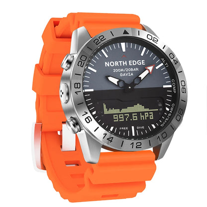 Stainless steel Men Quartz Watch Dive Sport Watches Waterproof 200M Analog Digital Watch Altimeter Barometer Compass NORTH EDGE