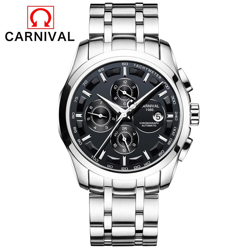 Men's Watch New Carnival Automatic Watches Men Business Mechanical Clock Leather Strap Waterproof Luxury Brand Clock