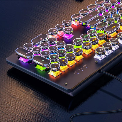 Tastiera meccanica Retro Punk con switch blu, neri e marroni, 104 tasti, USB cablata, tastiera gaming retroilluminata RGB per PC, laptop e gamer