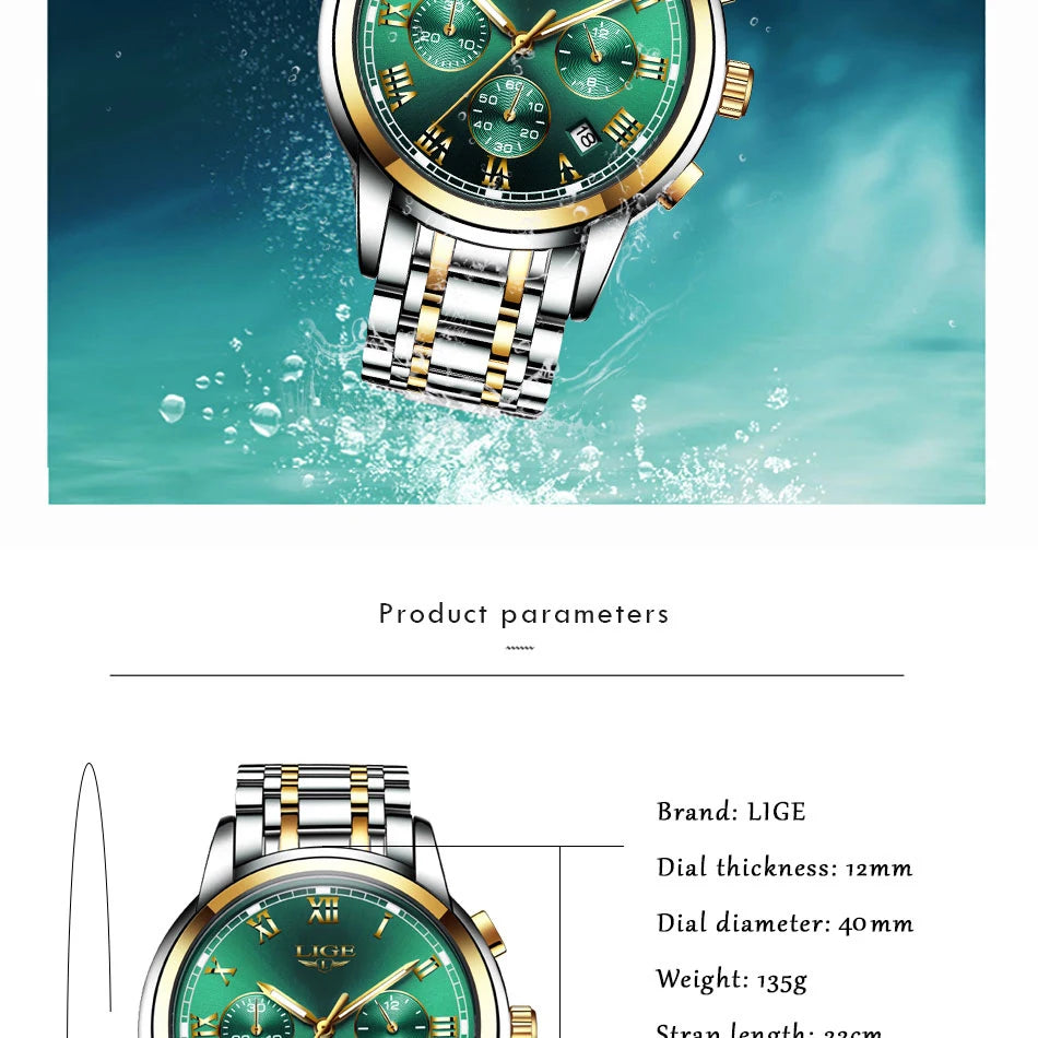 LIGE New Fashion Luxury Women Watch Waterproof Quartz Ladies Watches Business Steel Band Casual Bracelet Date Clock Wristwatches