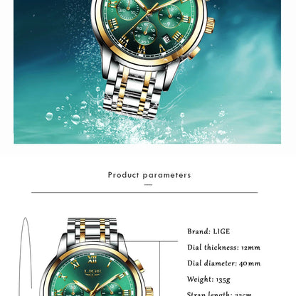 LIGE New Fashion Luxury Women Watch Waterproof Quartz Ladies Watches Business Steel Band Casual Bracelet Date Clock Wristwatches