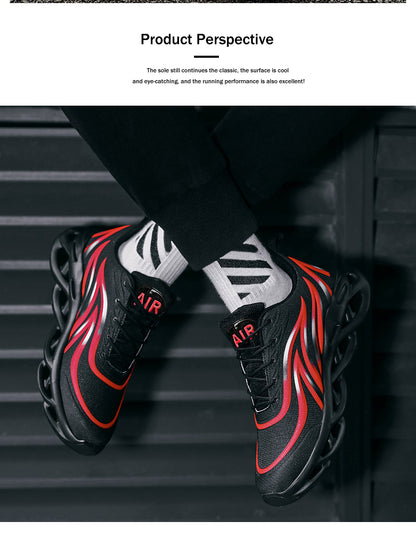 Sneakers da uomo con stampa fiamme, scarpe sportive in tessuto flyknit, scarpe da running comode, scarpe atletiche outdoor da uomo