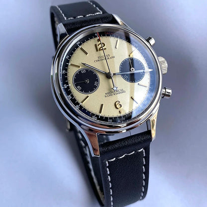 Sugess 1963 Pilot Watch Men Mechanical Chronograph Panda Wristwatch Air Force Sapphire Waterproof for Seagull Movement ST1901 v3