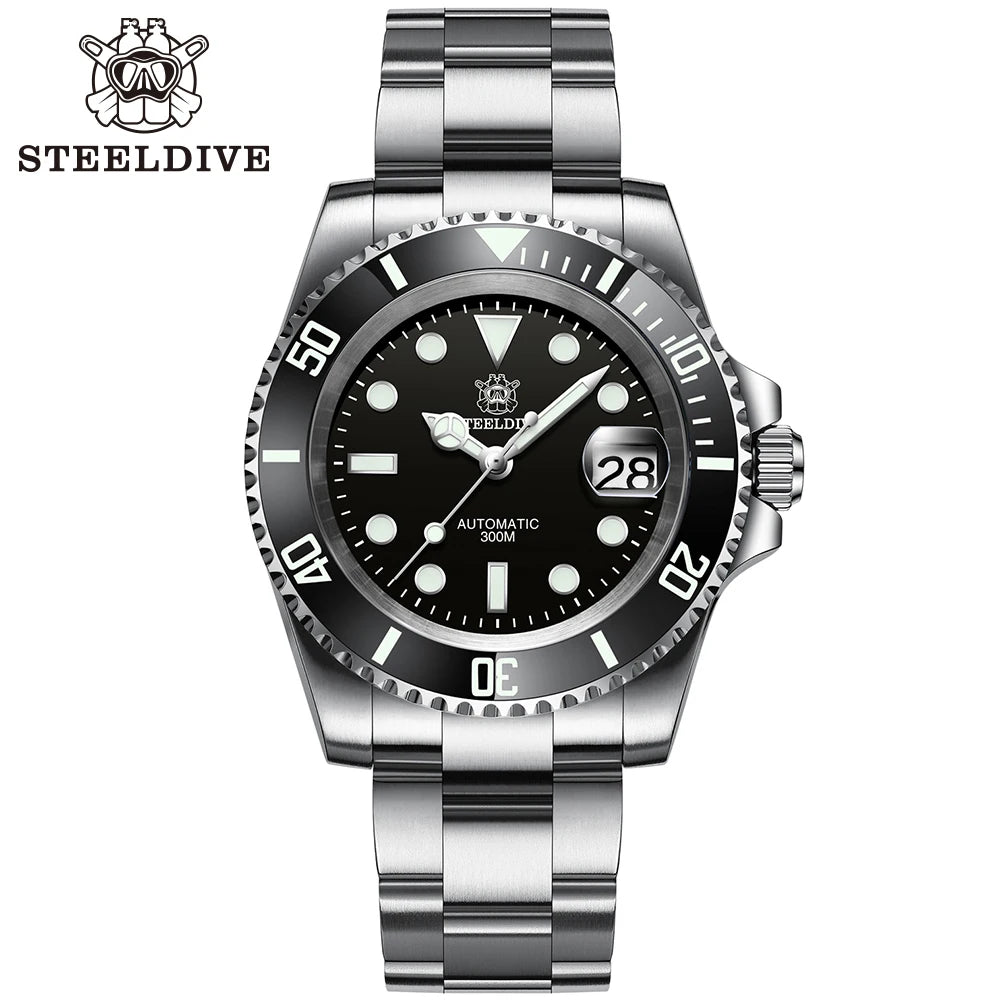 SD1953 STEELDIVE Brand Ceramic Bezel 41mm Steeldive 30ATM Water Resistant NH35 Automatic Mens Dive Watch  with Milled Clasp