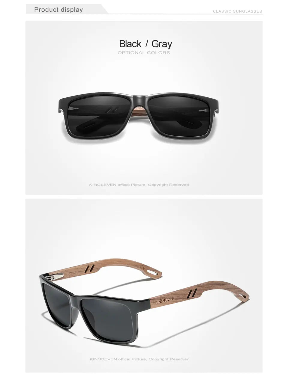 KINGSEVEN 100% Polarized Vintage Men Wooden Sunglasses Wood UV400 Protection Fashion Square Sun glasses Women  Gafas De sol