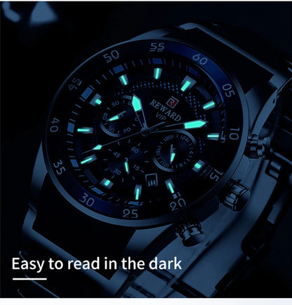 REWARD Big Dial Mens Watches Top Luxury Brand Sport Waterproof Watch Men Chronograph Quartz Clock Automatic Date WristWatches