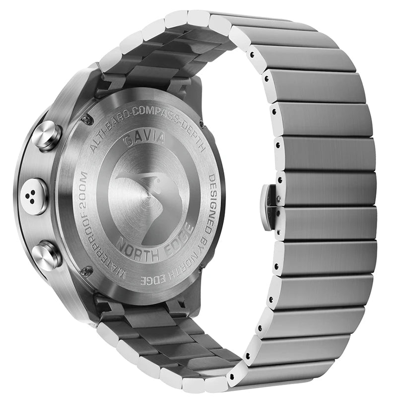 Stainless steel Men Quartz Watch Dive Sport Watches Waterproof 200M Analog Digital Watch Altimeter Barometer Compass NORTH EDGE