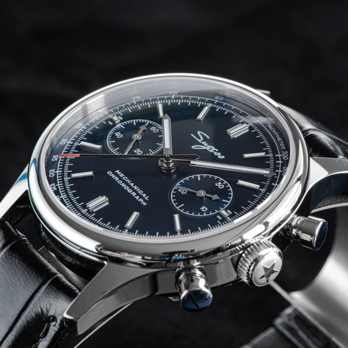 Sugess Panda 40 Pilot Chronograph Watch Men Air Force Sapphire Colors ST1901 Original Movement Mechanical Wristwatches Fashion