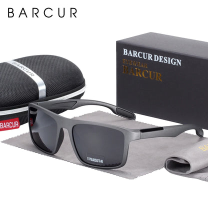 BARCUR Polarized Sunglasses Men TR90 Ultralight Vintage Sun Glasses for Women Square Eyewear oculos lunette de soleil femme